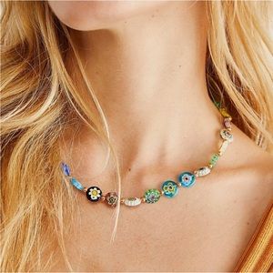 Free People Alisa Michelle Flower Glass Beaded Necklace